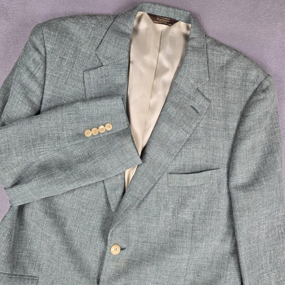 Paul Stuart Sport Coat Blazer Mens 46 Green Wool Silk Two Button Canada